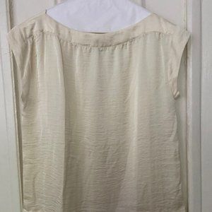 Talbots Size 8 Petite Cream Satiny Boat Neck Top